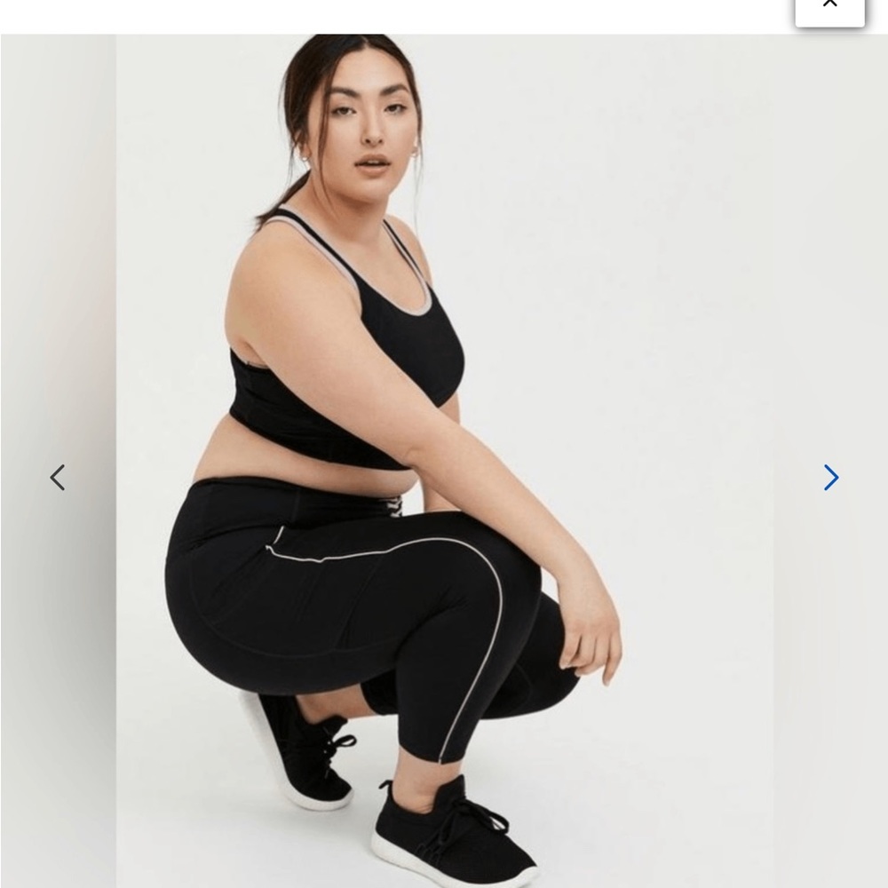 SET of Black Pink Lattice Crop leggings, Racerback Wicking Sports Bra Torrid 6